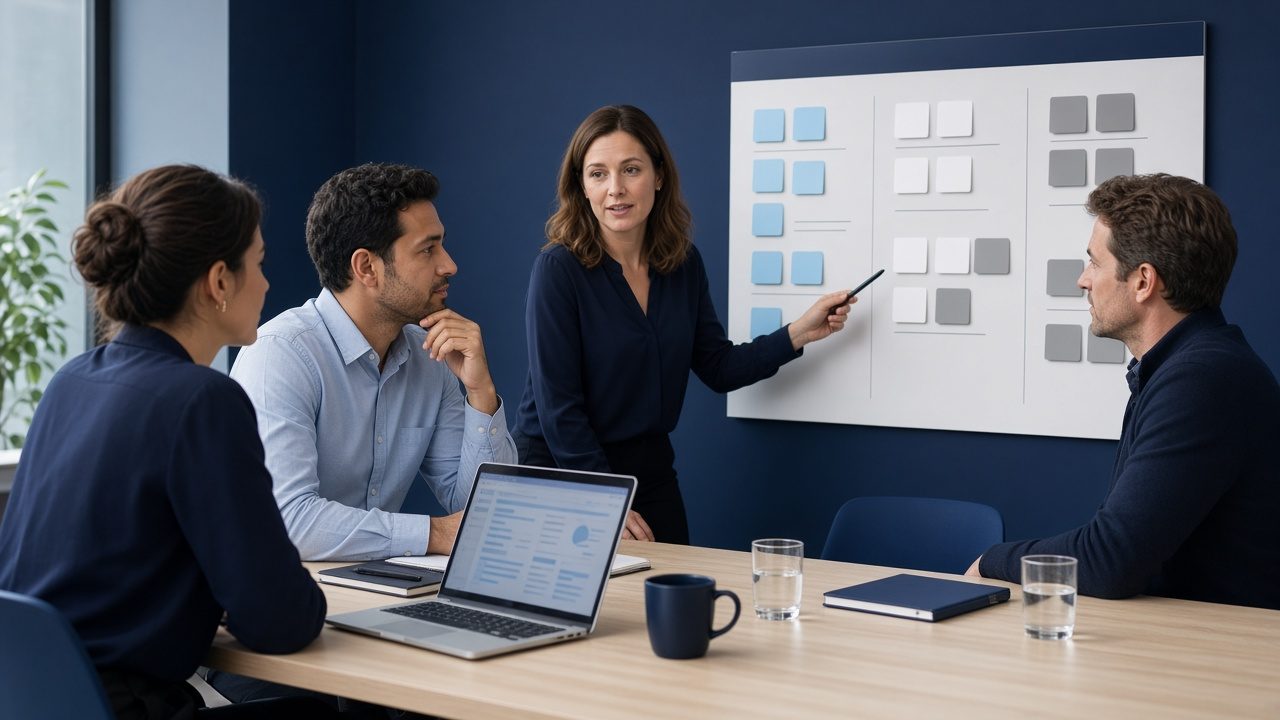Project team reviewing milestones, tasks, and delivery progress